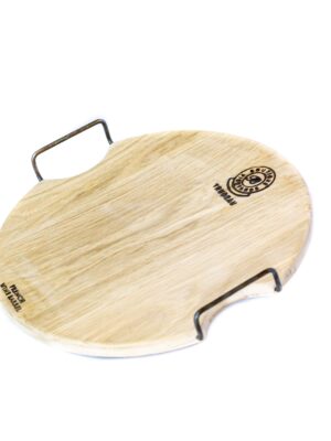 Trudeau Round Oak Board with Metal Handles